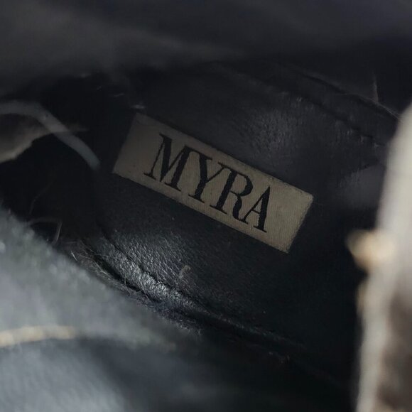 Myra Brown Off White Leather Cow Hide Western Bootie Boho 9 - Picture 11 of 13